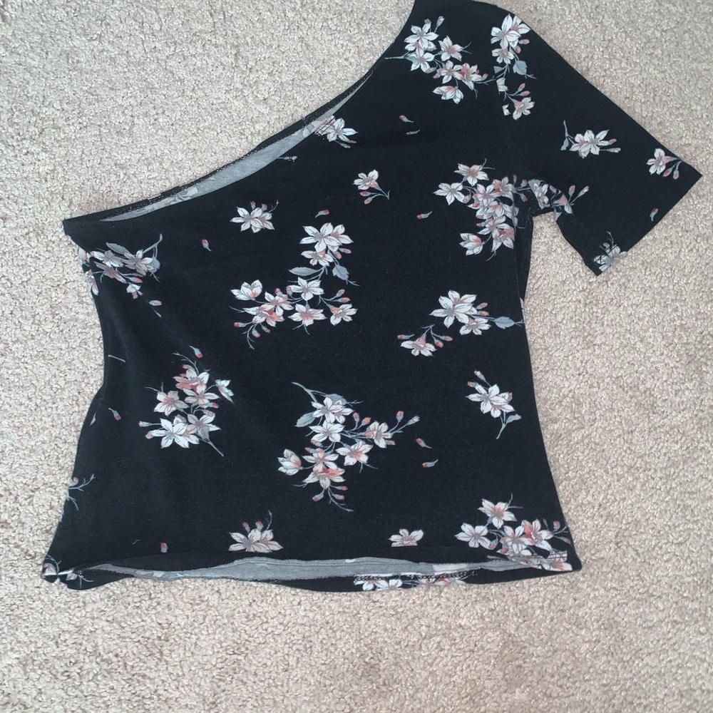 one shoulder floral shirt